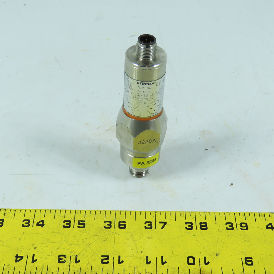 ifm efector PA3224 Pressure Sensor 0-10 bar 145 PSI 4-20mA 1/4 NPT