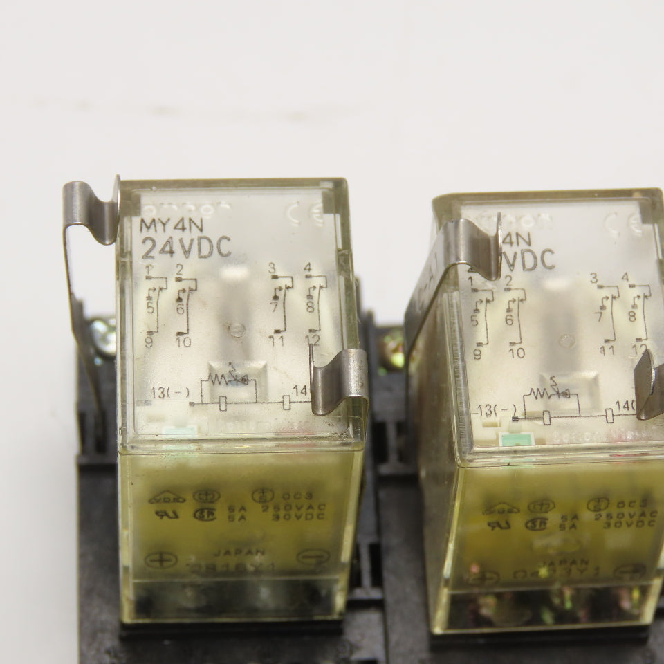 Omron MY4N 24VDC General Purpose Plug In Relay W/ Socket Base Lot OF 5