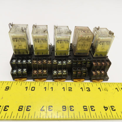 Omron MY4N 24VDC General Purpose Plug In Relay W/ Socket Base Lot OF 5