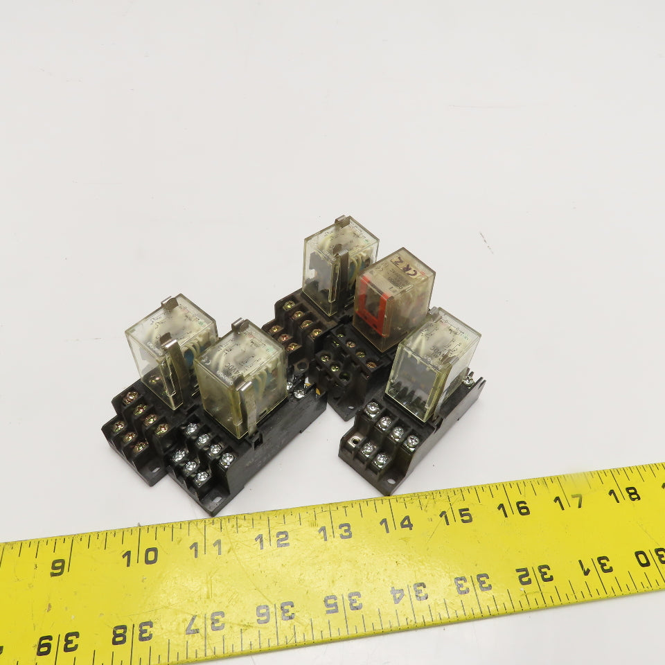 Omron MY4N 24VDC General Purpose Plug In Relay W/ Socket Base Lot OF 5