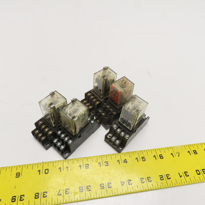 Omron MY4N 24VDC General Purpose Plug In Relay W/ Socket Base Lot OF 5