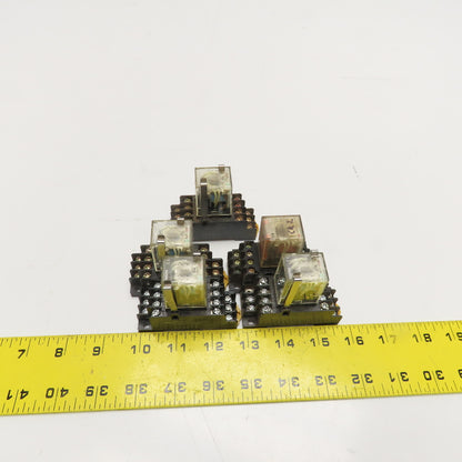 Omron MY4N 24VDC General Purpose Plug In Relay W/ Socket Base Lot OF 5