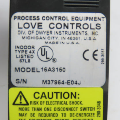Love Controls 16A3150 Panel Mount Process Controller 100/240V 1Ph