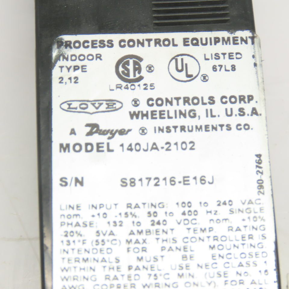 Love Controls 140JA-2102 Panel Mount Temperature Controller 0-400°F