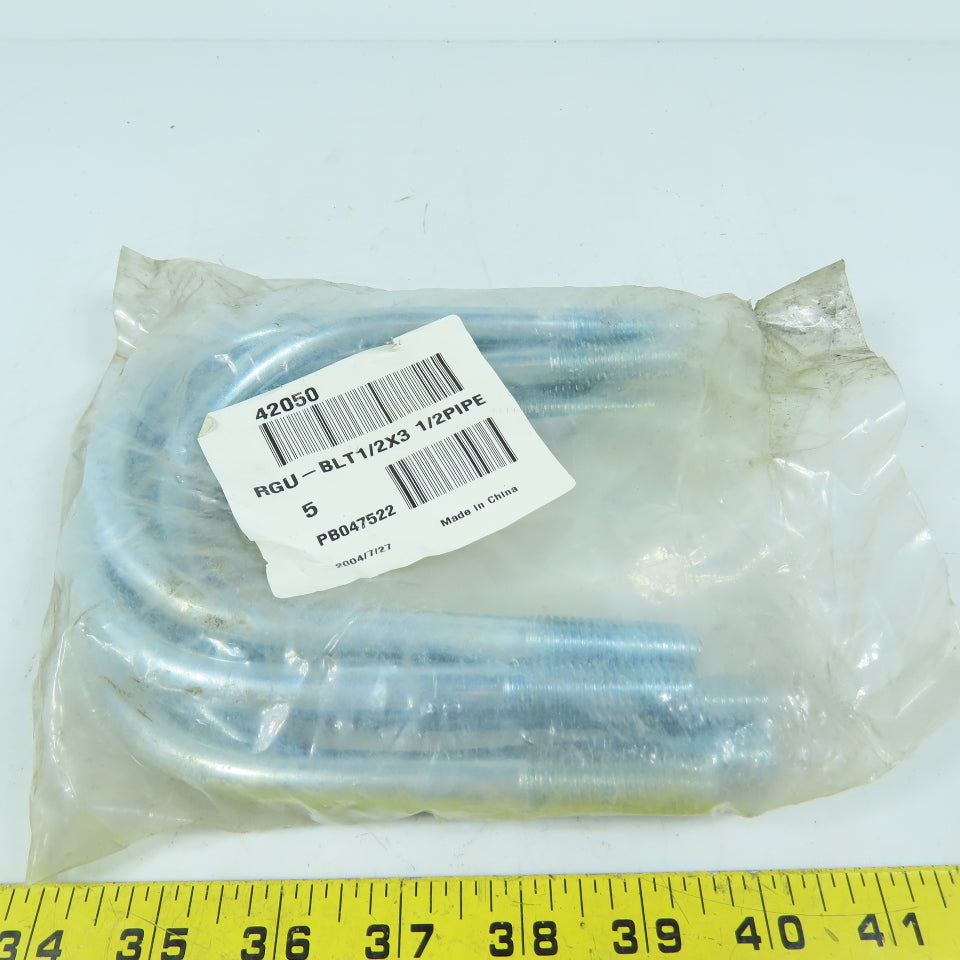 Fastenal 42050 U-Bolts 1/2" Rod for 3-1/2" Pipe Zinc Plated Lot of 5