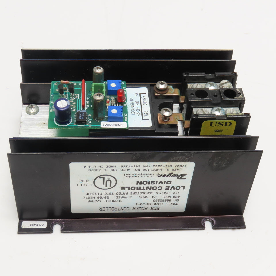 Love Controls 3020-48-20-4 Single Phase SCR Power Controller Model 1020 Card