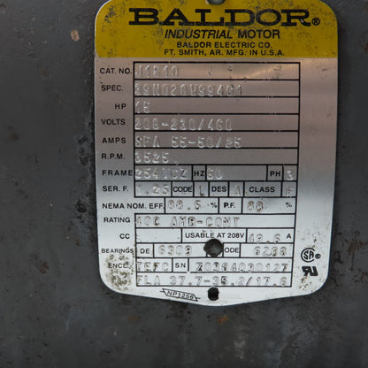 Baldor J1510 15HP Regenerative Blower Vacuum Pump 208-230/460V 3Ph Tested