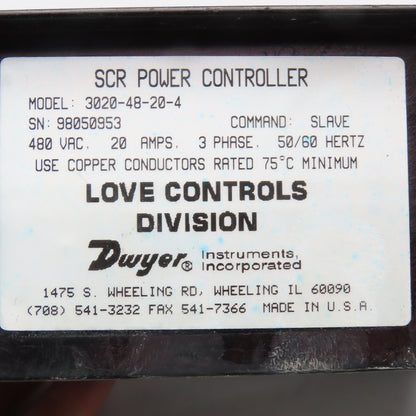 Love Controls 3020-48-20-4 Single Phase SCR Power Controller