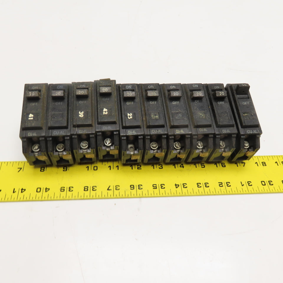 General Electric TQB 1120 20A Single Pole Circuit Breaker 120/277V Lot Of 10