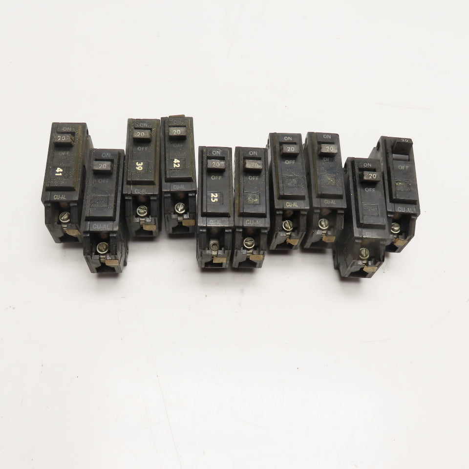 General Electric TQB 1120 20A Single Pole Circuit Breaker 120/277V Lot Of 10