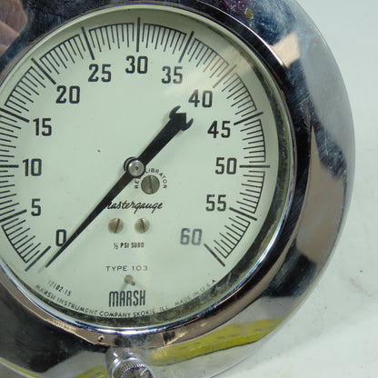 Marsh Type 103 4" Mastergauge Pressure Gauge 0-60 PSI