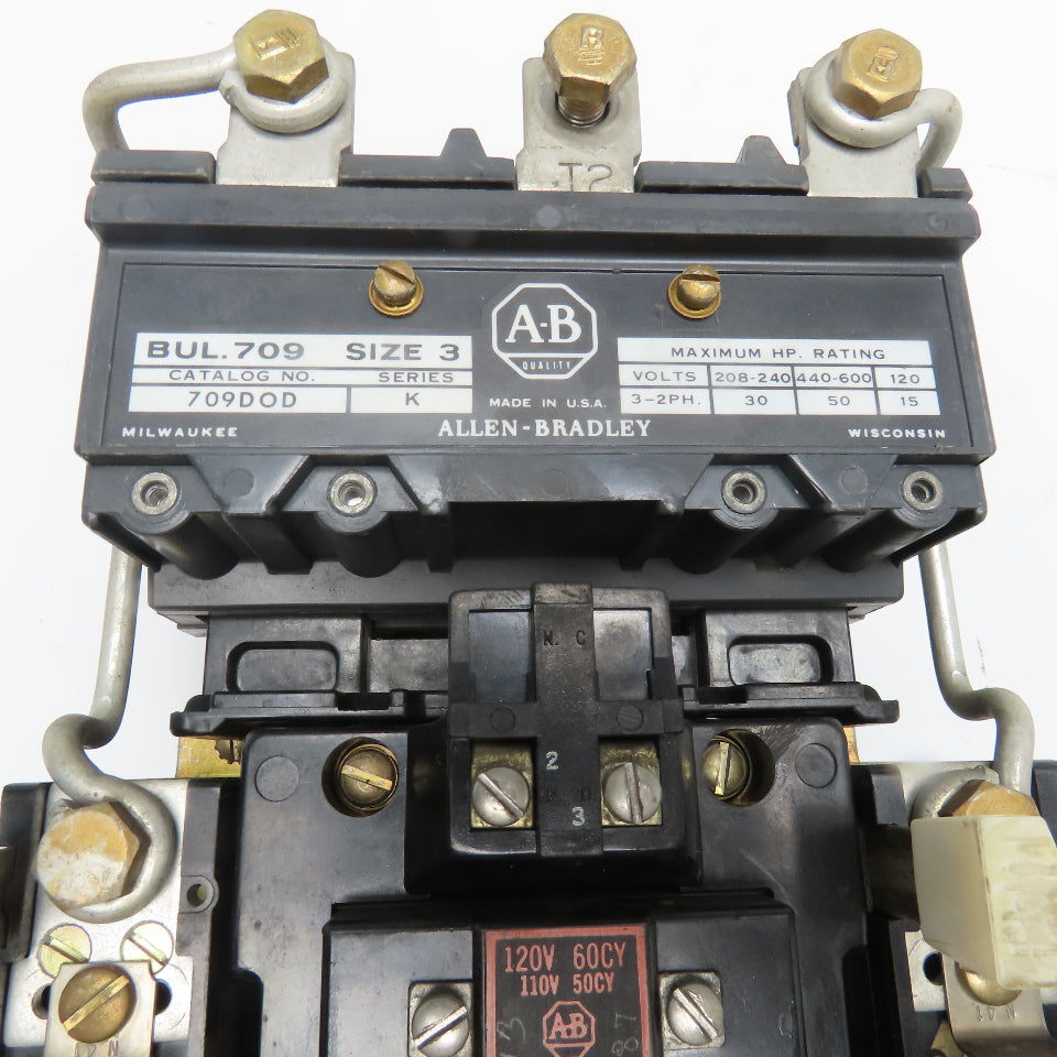 Allen Bradley 709DOD Size 3 Motor Starter Overload 120V Coil 50Hp 600V Max