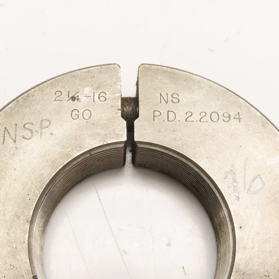 Pratt & Whitney GO Only Thread Gauge 2-1/4"-16 NS P.D 2.2094