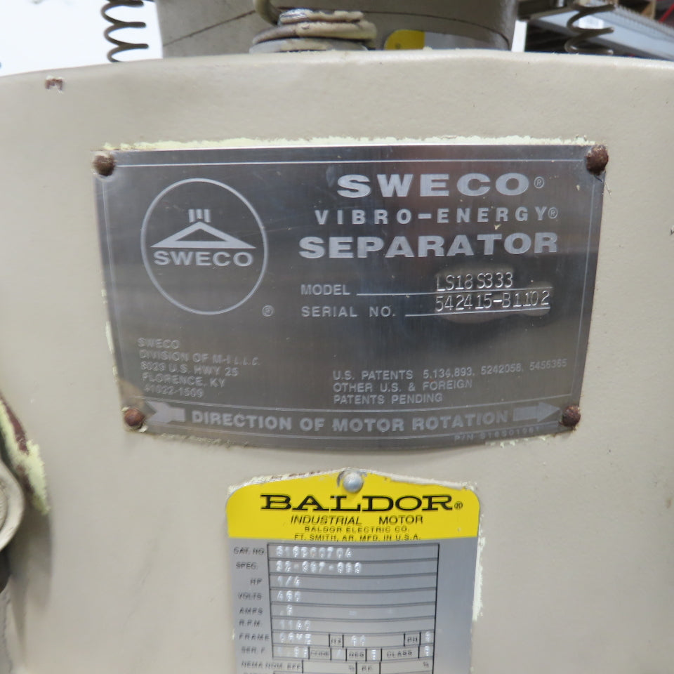 Sweco LS18S333 1/4HP 18" Vibro-Energy Round Screener Separator Sieve 460V 3PH
