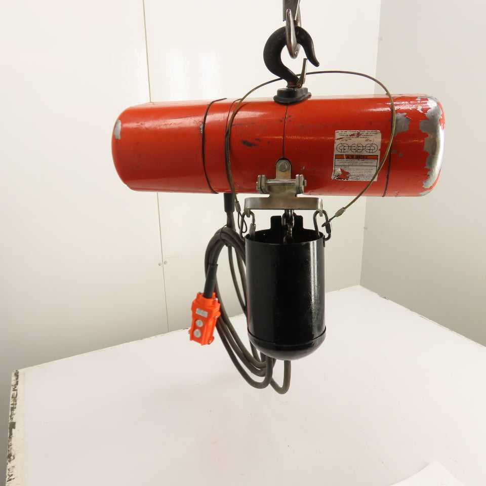 CM Lodestar Model F 1/2 Ton Electric Chain Hoist 120V 1Ph 10' Lift 16FPM Tested