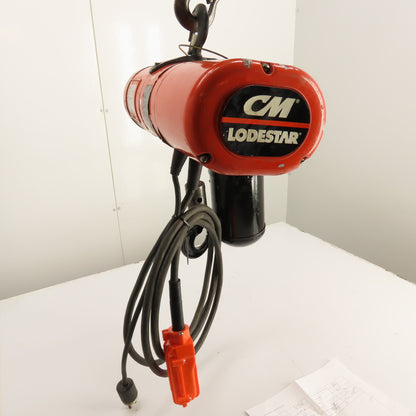 CM Lodestar Model F 1/2 Ton Electric Chain Hoist 120V 1Ph 10' Lift 16FPM Tested