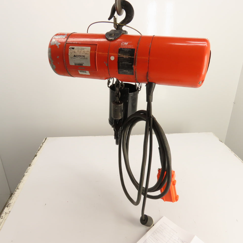 CM Lodestar Model F 1/2 Ton Electric Chain Hoist 120V 1Ph 10' Lift 16FPM Tested