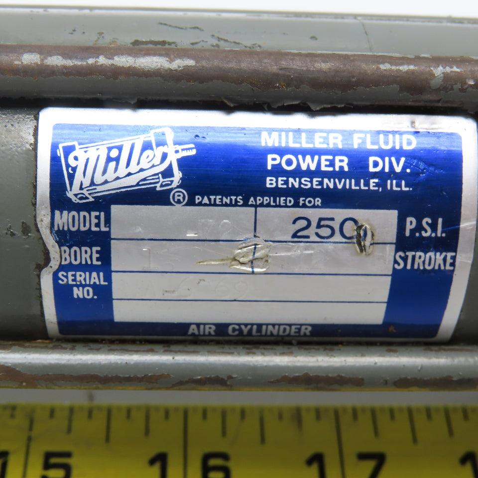 Miller 1-1/2" Bore x 12" Stroke Double Acting Air Cylinder 250PSI