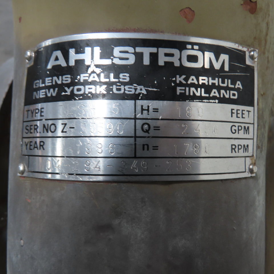 Ahlstrom TLS-15 Centrifugal Pump 2400GPM 1780RPM 180ft Head