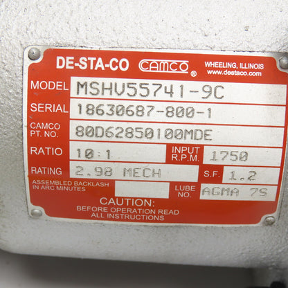 Camco 601RDM6H24-270 10:1 Roller Dial Index Drive .75kW 230/460V 6 Stop 270°