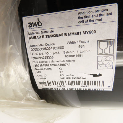 AMS AMBAR R 38/503BA5 Plastic Roll Stock Film 461mm x 190m 500 Micron