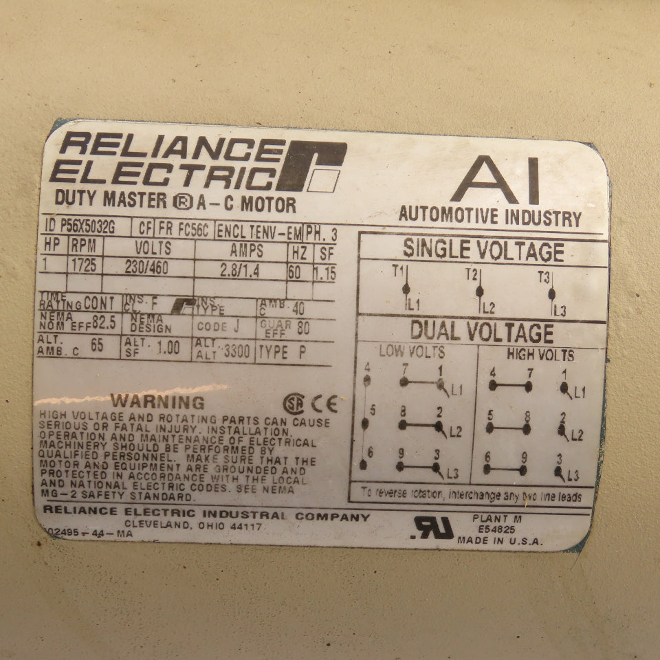 Dayton 4RP42 Right Angle Gear Brake Motor 1HP 60:1 Ratio 29RPM 1.25" 230/460V