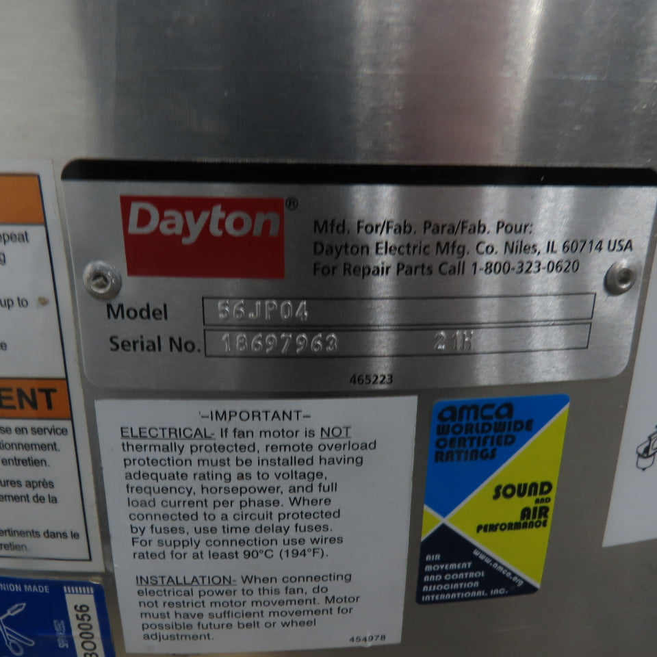 Dayton 56JP04 Centrifugal Upblast / Sidewall Mounted Less Drive