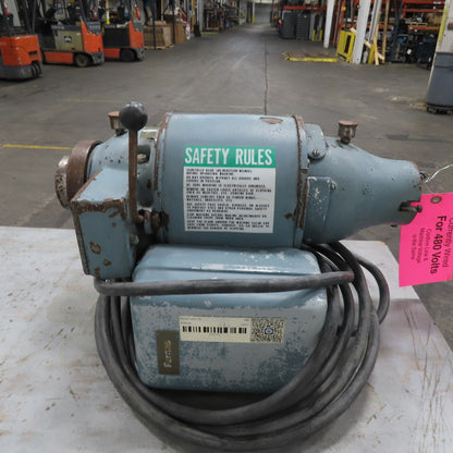 Schauer LA1C Speed Lathe 440V 1/4-1/2HP 3Ph 60Hz 3450RPM 1.1A W/Bench 36x20" Top