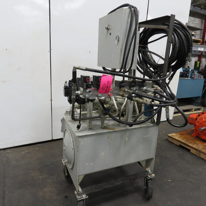Cross CSEA50/PVB15 50 Gallon Hydraulic Power Unit 10HP 3Ph 230/460V W/Cart/Hoses