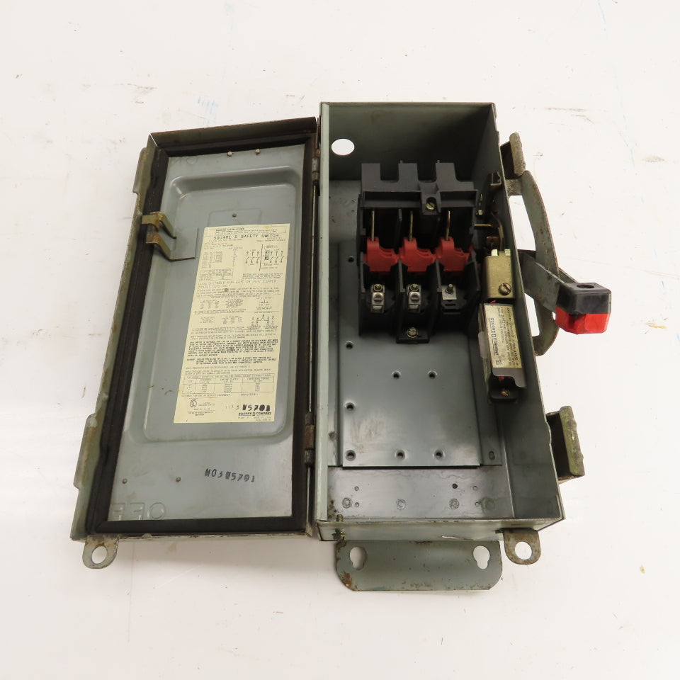 Square D HU361AWK 30A 3-Pole Non-Fusible Safety Disconnect Switch 600V 3R