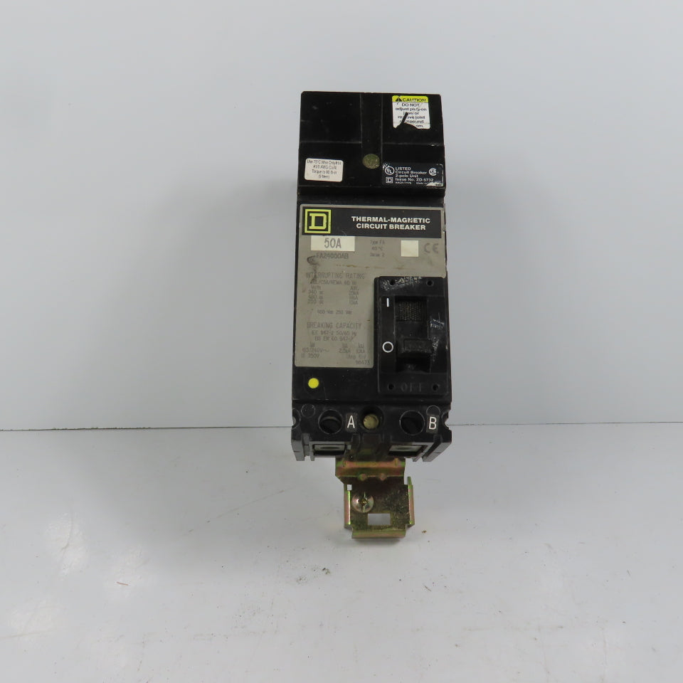 Square D FA24050AB 50A Two 2 Pole I-Line Circuit Breaker 480VAC