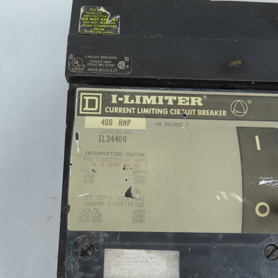 Square D IL34400 400A 3-Pole I-Line Circuit Breaker 480VAC 3PH 3P