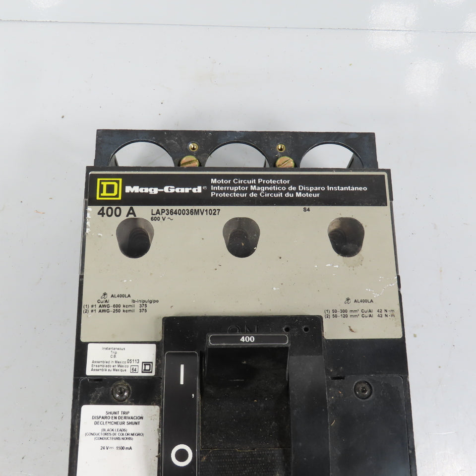 Square D LAP3640036MV1027 Mag-Gard 400A 3-Pole Motor Circuit Breaker