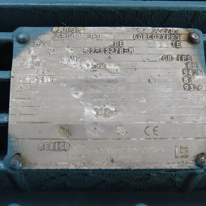 U.S. Electrical S227B 30HP AC Electric Motor 460V 3Ph 365U Frame 1190RPM Refurb