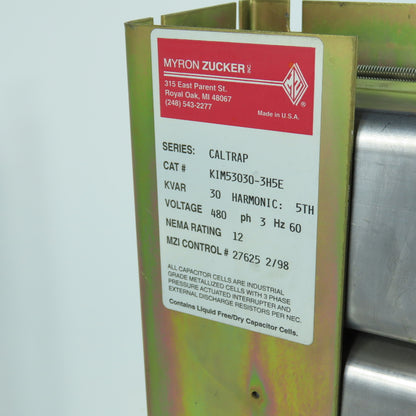 Myron Zucker KIM53030-3H5E 30 KVAR Caltrap Harmonic Filter Capacitor Bank 480V