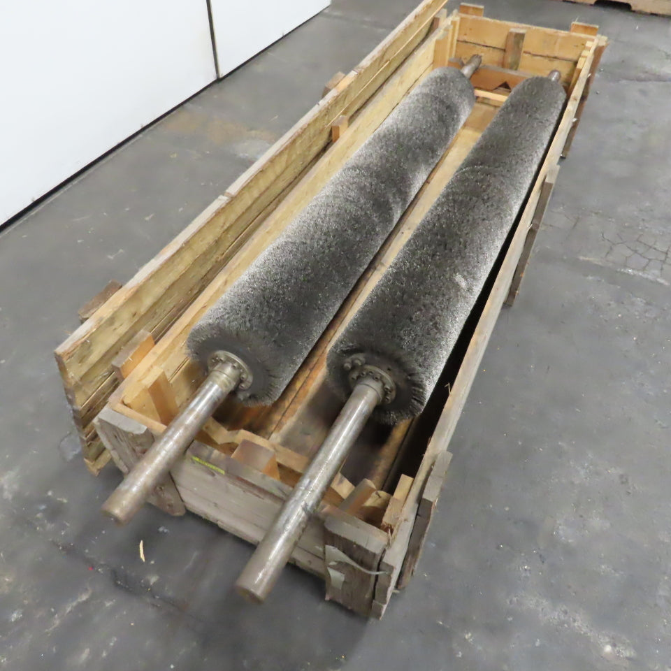 9" OD x 60" Long Abrasive Wire Brush Roller 50mm Shaft 92" OAL Lot Of 2