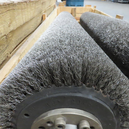 9" OD x 60" Long Abrasive Wire Brush Roller 50mm Shaft 92" OAL Lot Of 2