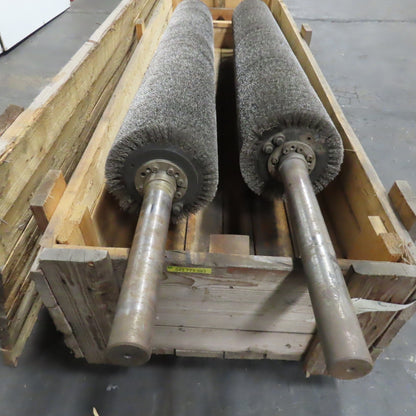 9" OD x 60" Long Abrasive Wire Brush Roller 50mm Shaft 92" OAL Lot Of 2