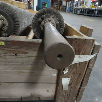 9" OD x 60" Long Abrasive Wire Brush Roller 50mm Shaft 92" OAL Lot Of 2