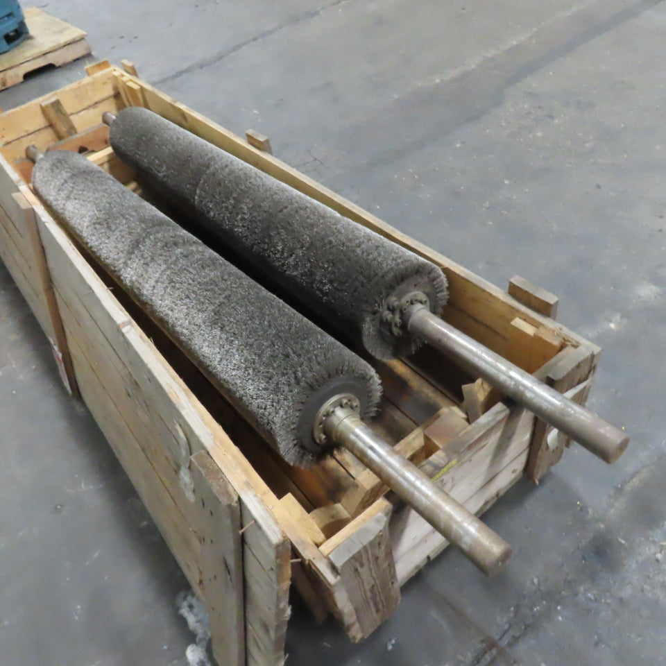 9" OD x 60" Long Abrasive Wire Brush Roller 50mm Shaft 92" OAL Lot Of 2