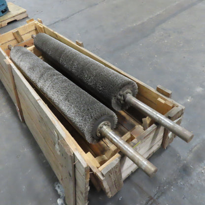 9" OD x 60" Long Abrasive Wire Brush Roller 50mm Shaft 92" OAL Lot Of 2