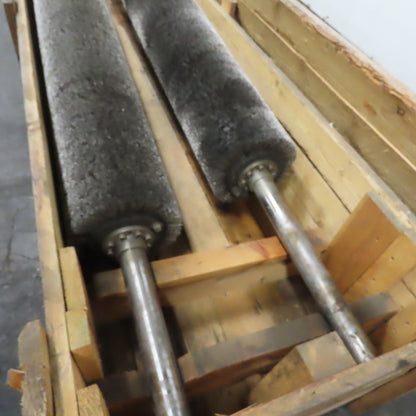 9" OD x 60" Long Abrasive Wire Brush Roller 50mm Shaft 92" OAL Lot Of 2