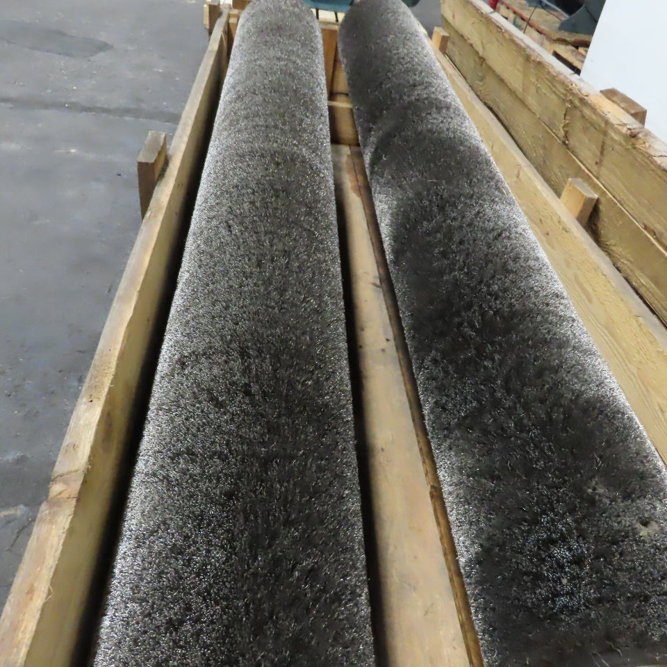 9" OD x 60" Long Abrasive Wire Brush Roller 50mm Shaft 92" OAL Lot Of 2