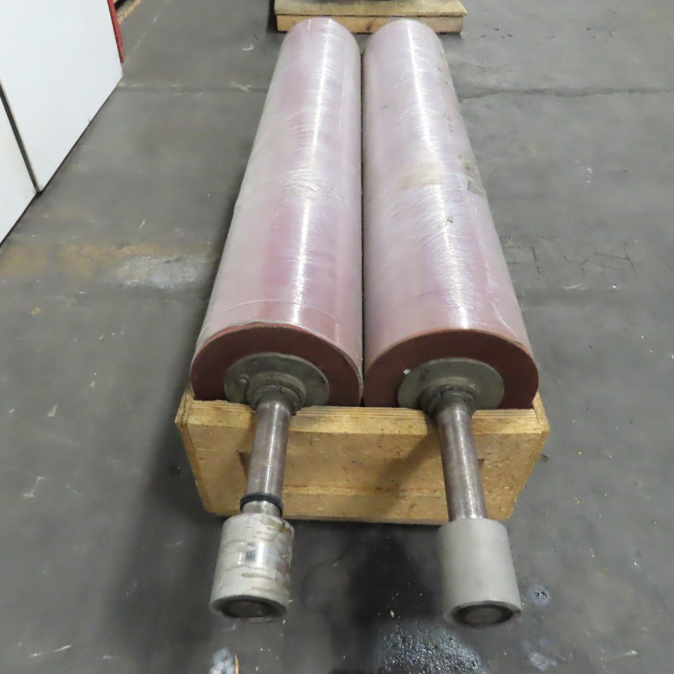 11-3/4" OD x 60" Long Polishing Felt Roller Wheel 55mm Shaft 92" OAL Lot Of 2