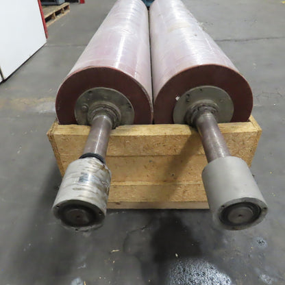 11-3/4" OD x 60" Long Polishing Felt Roller Wheel 55mm Shaft 92" OAL Lot Of 2