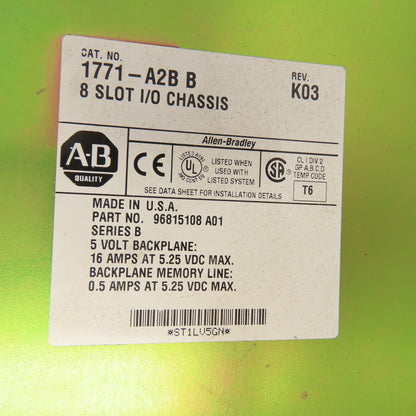 Allen-Bradley 1771-A2B 1785-L30B Processor System 8-Slot Chassis W/6 Modules