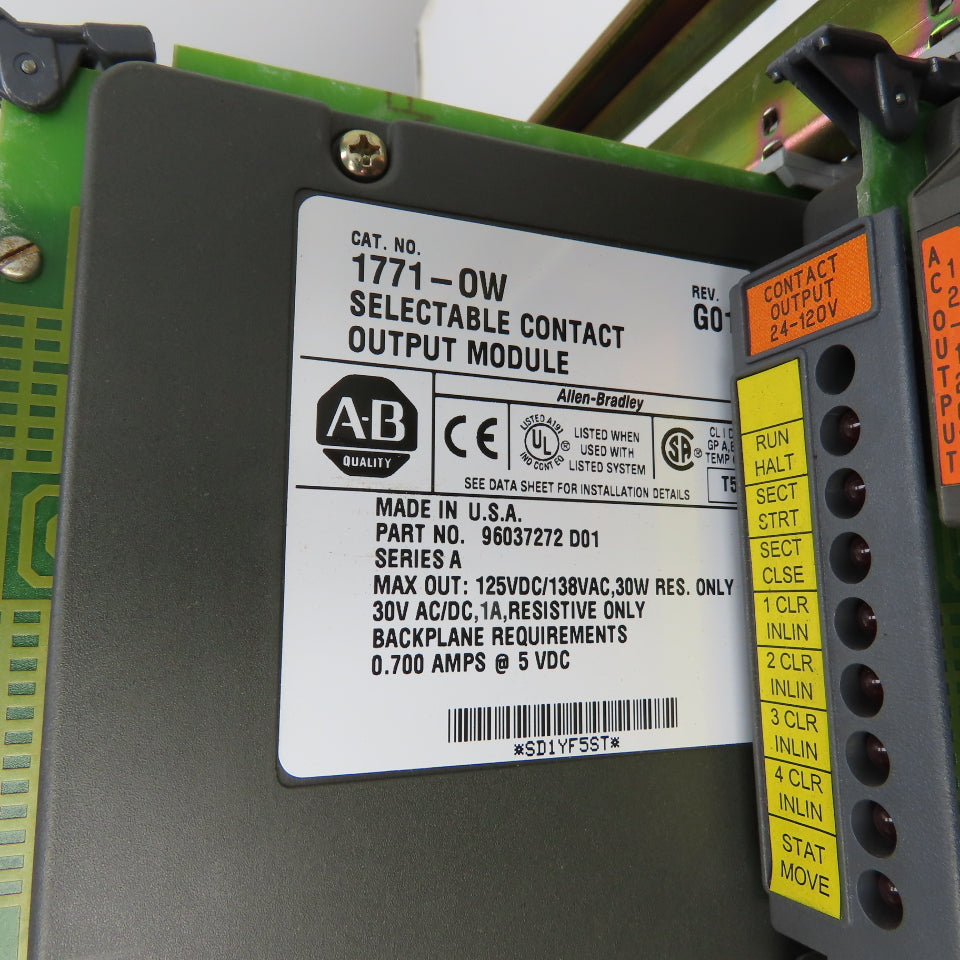 Allen-Bradley 1771-A2B PLC I/O System W/ 1771-ASB 1771-OFE1 1771-OW 1771-OAD