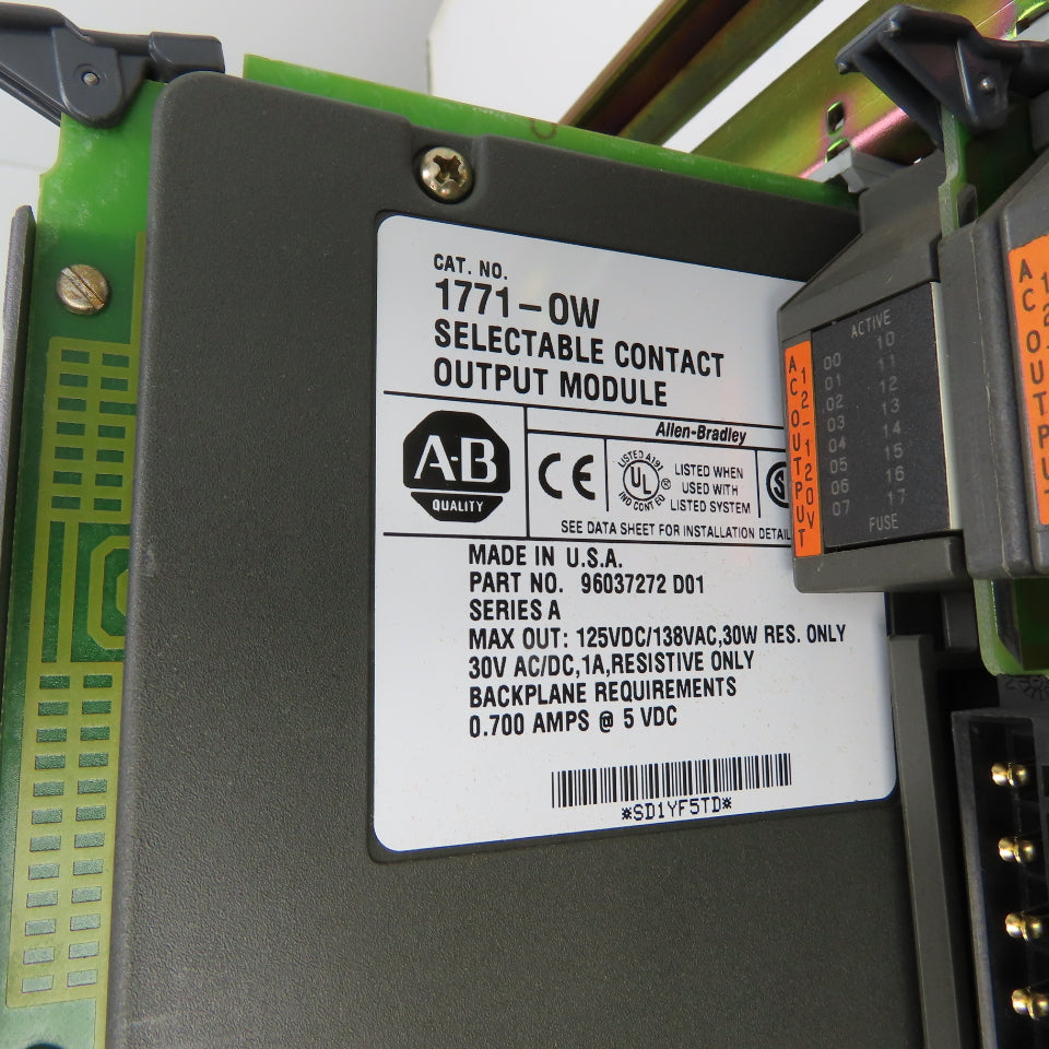 Allen-Bradley 1771-A2B PLC I/O System W/ 1771-ASB 1771-OFE1 1771-OW 1771-OAD