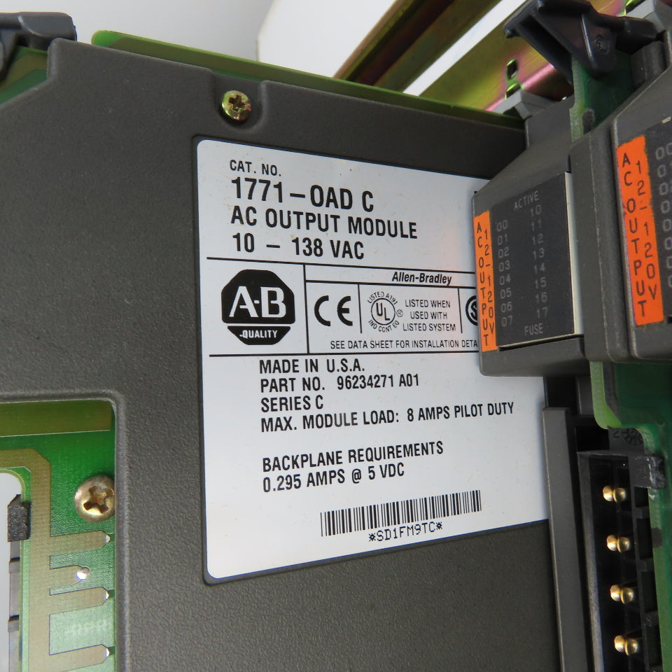 Allen-Bradley 1771-A2B PLC I/O System W/ 1771-ASB 1771-OFE1 1771-OW 1771-OAD