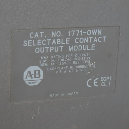 Allen-Bradley 1771-OWN Selectable Contact Output Module 138VAC 125VDC 1A